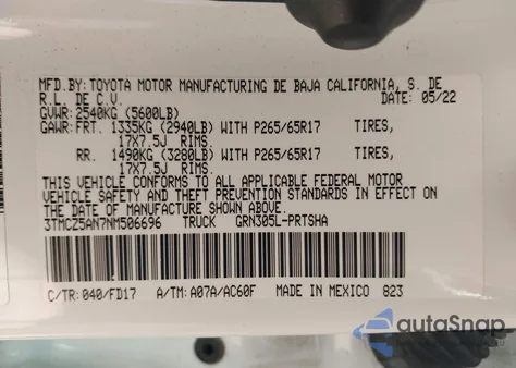 2022 Toyota Tacoma Trd Sport z USA, uszkodzony, nr VIN 3TMCZ5AN7NM506696